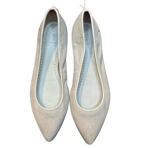 Frye Shoes Womens Size 7 Gray Leather‎ Pointed Toe Ballet Flats Lace Casual